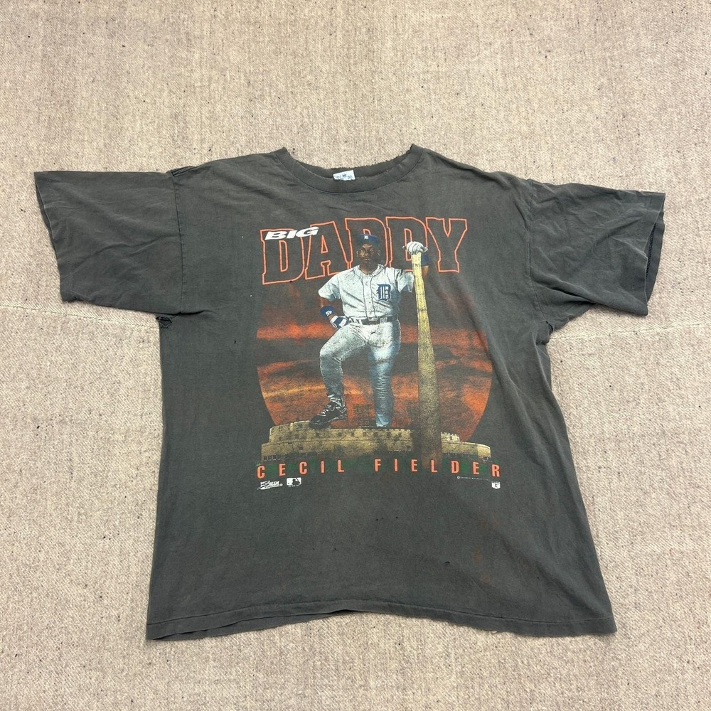 Vintage Cecil Fielder Shirt Mens XL Blackโ 1990s Big Daddy MLB Salem